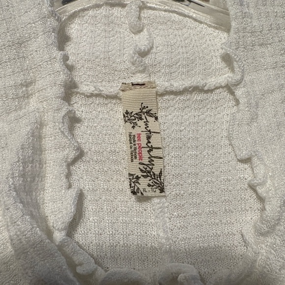 Free People Make It Easy Thermal Long Sleeve Top White XL Fitted Turtleneck Soft - Picture 6 of 7